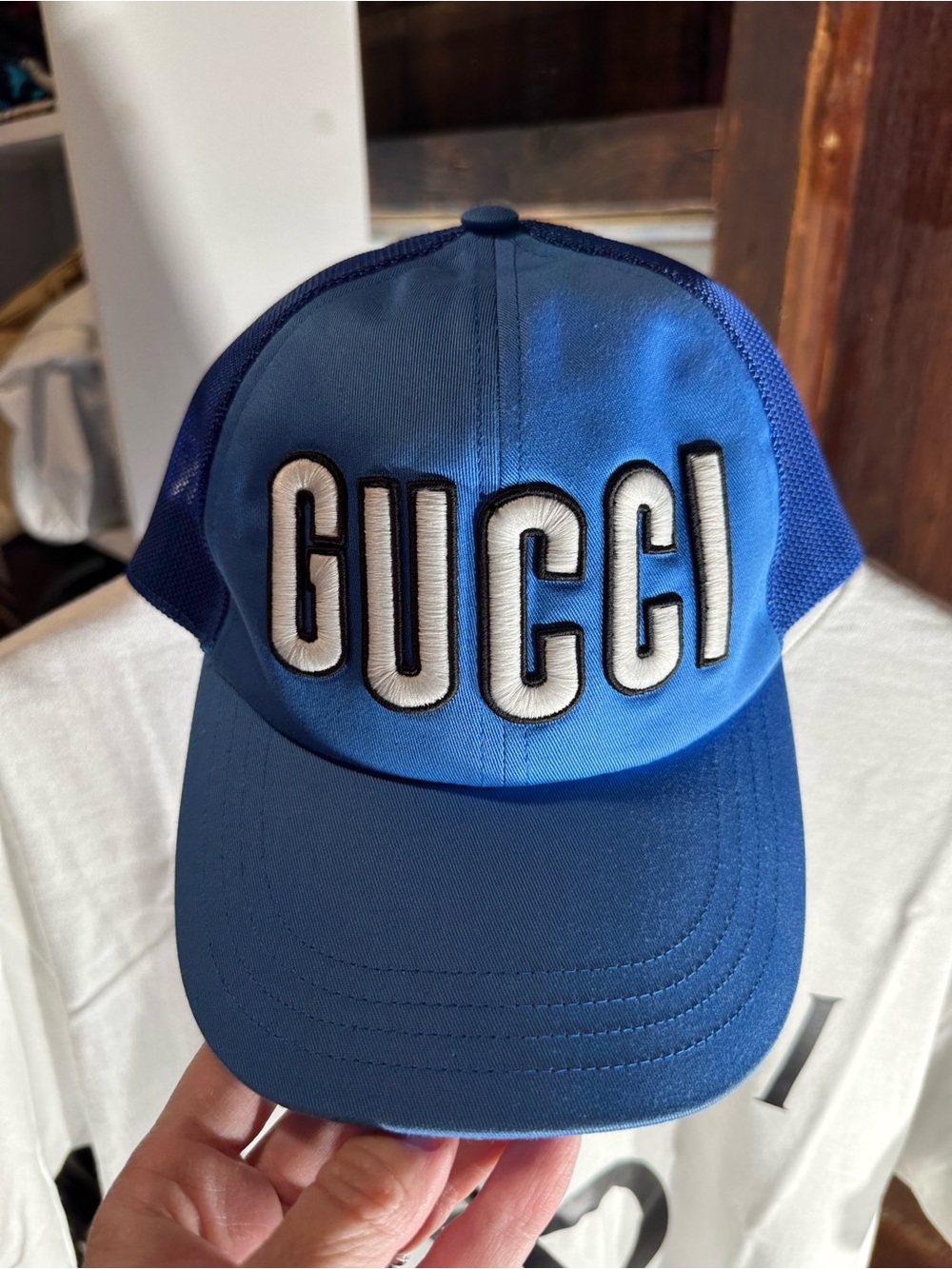 Gucci Royal Blue Mesh Logo Baseball Cap